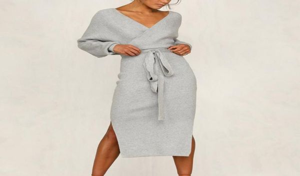 vertvie new knitting sweater dress women autumn winter split deep vneck sheath dress lady slim tight streetwear6885800, Black;gray
vertvie new knitting sweater dress women autumn winter split deep vneck sheath dress lady slim tight streetwear6885800, Black;gray