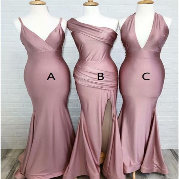 2022 real po fashion dusty rose long bridesmaid dresses mermaid high slit v neck halter one shoulder wedding party prom formal 213a, White;pink
2022 real po fashion dusty rose long bridesmaid dresses mermaid high slit v neck halter one shoulder wedding party prom formal 213a, White;pink
