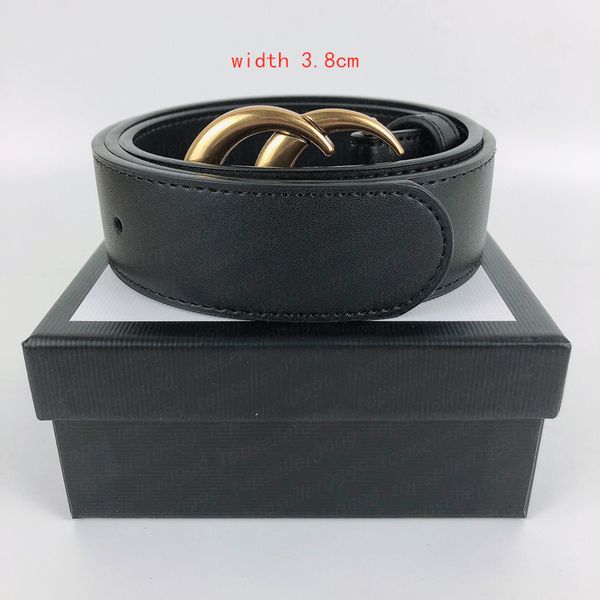 

designer belt men women belt fashion belts smooth big buckle real leather classical strap ceinture 2.0cm 3.0cm 3.4cm 3.8cm width with box pa, Black;brown