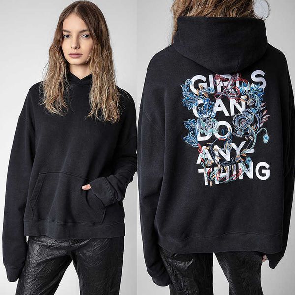 23ss pre autumn new french niche zv with classic letters printed on the back, floral embroidery and fleece women's hoodie sige, Black
23ss pre autumn new french niche zv with classic letters printed on the back, floral embroidery and fleece women's hoodie sige, Black