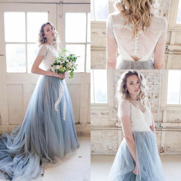 dusty blue tulle country a line wedding dresses with short sleeves lace jackets back bridal wedding gowns two pieces232h, White
dusty blue tulle country a line wedding dresses with short sleeves lace jackets back bridal wedding gowns two pieces232h, White