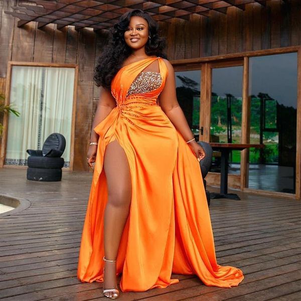 one shoulder high side split mermaid prom dresses orange beaded crystals long party dress satin plus size evening gowns234d, Black
one shoulder high side split mermaid prom dresses orange beaded crystals long party dress satin plus size evening gowns234d, Black