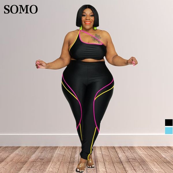 women's plus size tracksuits sportwear sleeveless one shoulder crop long pants women skinny two piece set fashion wholesale drop 230721, Black
women's plus size tracksuits sportwear sleeveless one shoulder crop long pants women skinny two piece set fashion wholesale drop 230721, Black