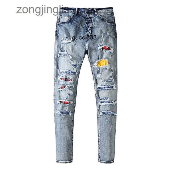 enjo amirly men's jeans designer pants off street wash hole colorful bear style feet pants high motorcycle, Blue
enjo amirly men's jeans designer pants off street wash hole colorful bear style feet pants high motorcycle, Blue