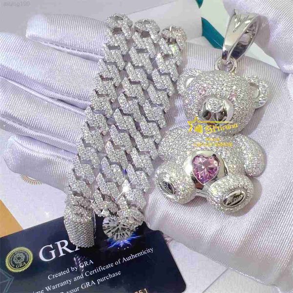 iced out jewelry 925 sterling silver solid heavy 2" tall cute teddy bear pink moissanite hip hop custom pendants
iced out jewelry 925 sterling silver solid heavy 2" tall cute teddy bear pink moissanite hip hop custom pendants