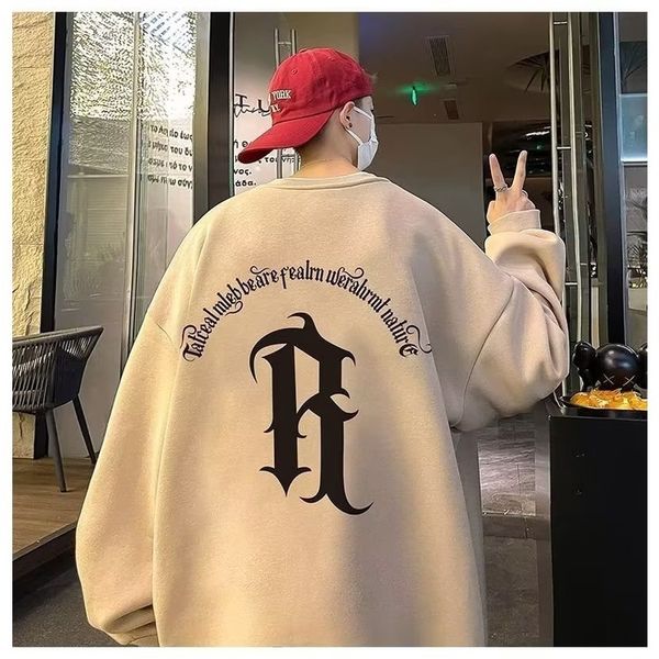 men's hoodies sweatshirts m8xl fashion american style cartoon street alphabet r printed vintage oneck sweater for loose longsleeved 230, Black
men's hoodies sweatshirts m8xl fashion american style cartoon street alphabet r printed vintage oneck sweater for loose longsleeved 230, Black