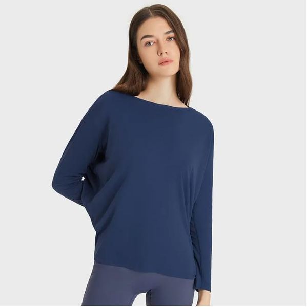 

l-78 long sleeve shirt women yoga sports fitness shirts bum-covering length sweatshirts super soft relaxed fit autumn and winter tee for on