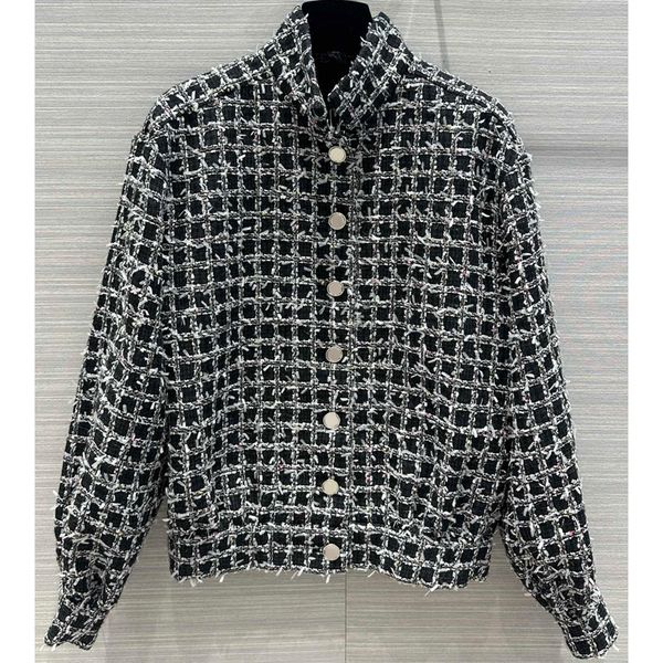 7.22 fashion luxury fashion stand collar single breasted plaid tweed women's jackets, Black;brown
7.22 fashion luxury fashion stand collar single breasted plaid tweed women's jackets, Black;brown