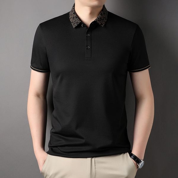 men's polos summer handsome polo neck short sleeve tshirt solid silkworm silk casual shirt bottom loose 230721, White;black
men's polos summer handsome polo neck short sleeve tshirt solid silkworm silk casual shirt bottom loose 230721, White;black