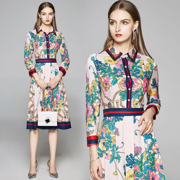 new luxury fashion floral print designer women pleated shirt dress 2023 runway elegant ladies slim casual office dresses button long sl khtc, Black;gray
new luxury fashion floral print designer women pleated shirt dress 2023 runway elegant ladies slim casual office dresses button long sl khtc, Black;gray