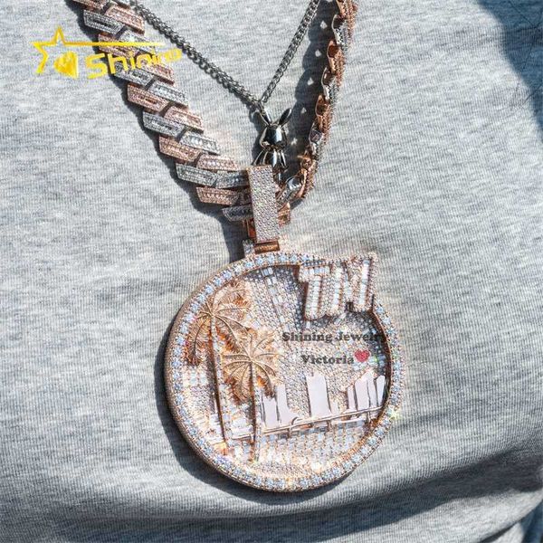 rose gold plating 3" circle round iced out vvs moissanite pendant hip hop rapper jewelry, Silver
rose gold plating 3" circle round iced out vvs moissanite pendant hip hop rapper jewelry, Silver