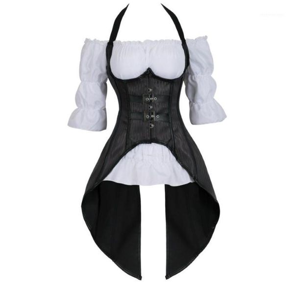 steampunk corset striped long straps bustier vest with white gothic blouse plus size burlesque costume two pieces korsett19230873, Black;white
steampunk corset striped long straps bustier vest with white gothic blouse plus size burlesque costume two pieces korsett19230873, Black;white