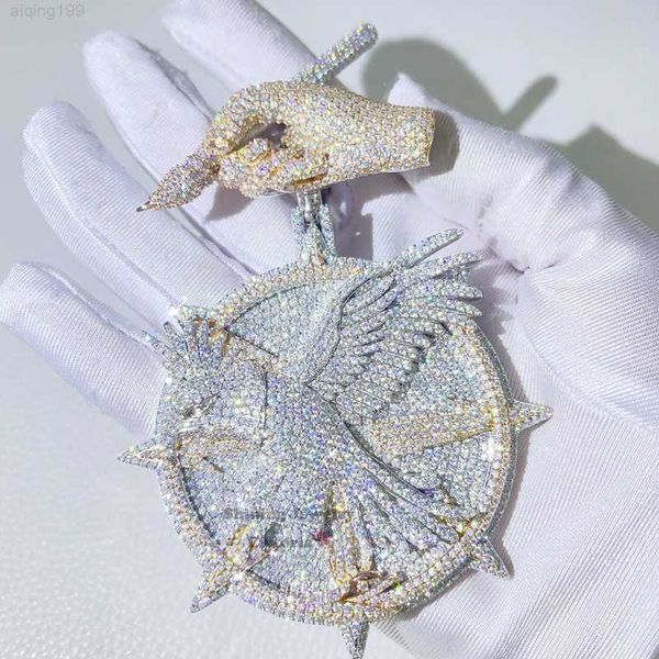 13mm cuban link custom made vvs d color moissanite diamond eagle pendant with custom hand bail, Silver
13mm cuban link custom made vvs d color moissanite diamond eagle pendant with custom hand bail, Silver