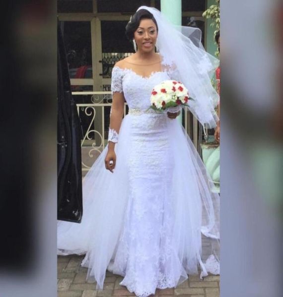 charming long sleeves white mermaid wedding dresses with detachable overskirt train lace appliques african bridal wedding gowns pl2595990
charming long sleeves white mermaid wedding dresses with detachable overskirt train lace appliques african bridal wedding gowns pl2595990