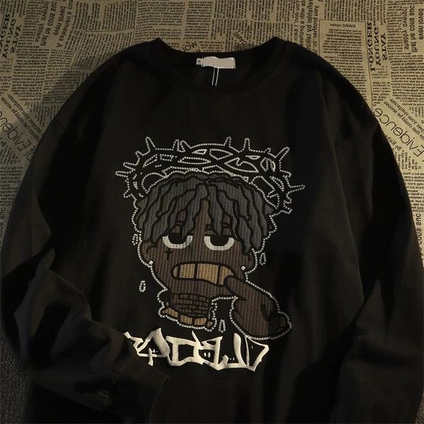 men's hoodies sweatshirts american retro cartoon round neck sweater for women and men loose ins trendy street style hip hop oversize ja, Black
men's hoodies sweatshirts american retro cartoon round neck sweater for women and men loose ins trendy street style hip hop oversize ja, Black