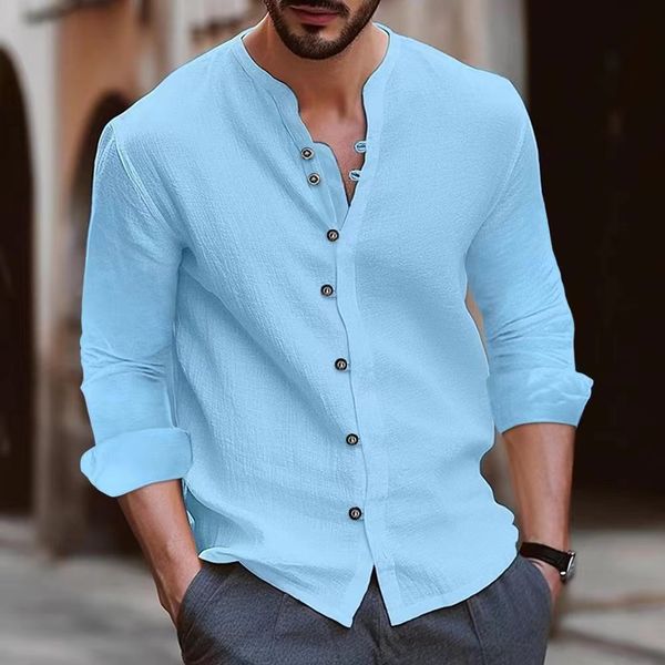 men's polos single breasted shirt casual fashion trend long sleeve solid color stand collar style 230721, White;black
men's polos single breasted shirt casual fashion trend long sleeve solid color stand collar style 230721, White;black
