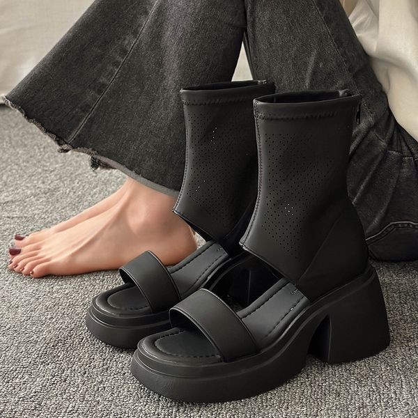 2023 women high heels ankle boots back zipper fashion platform sandals ladies summer new korean thick-soled high-women shoes, Black
2023 women high heels ankle boots back zipper fashion platform sandals ladies summer new korean thick-soled high-women shoes, Black