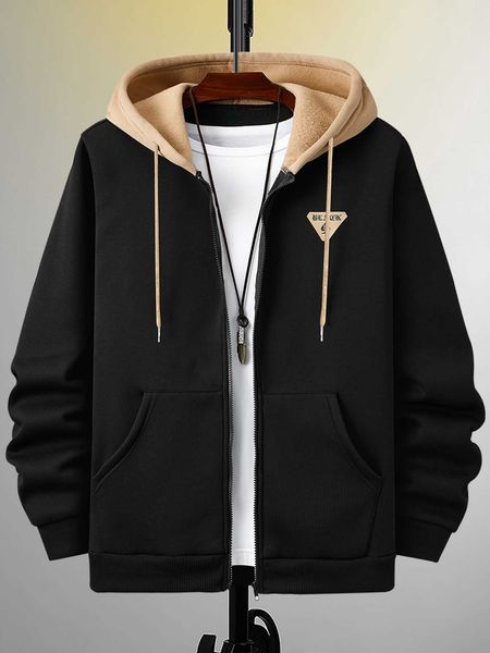 men 's fashion hypemode men zip up lined colorblock drawstring hoodie without, White;black
men 's fashion hypemode men zip up lined colorblock drawstring hoodie without, White;black