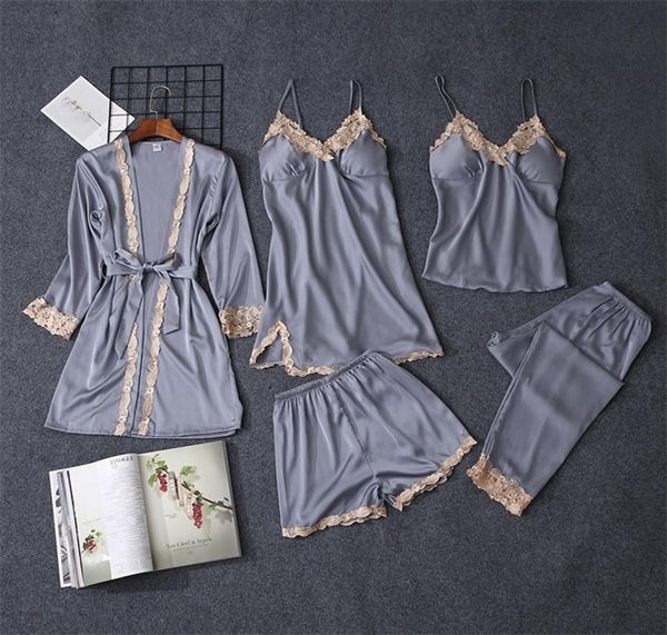 qweek 5 pieces sets women pajama set lace satin sleepwear women pajamas for women pijama pyjama casual sleep lounge t2001116794370, Black;red
qweek 5 pieces sets women pajama set lace satin sleepwear women pajamas for women pijama pyjama casual sleep lounge t2001116794370, Black;red