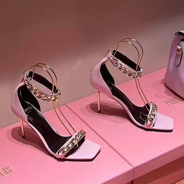 metal chain dermis stiletto sandals electroplated heel gladiator party banquet evening shoes women's open toe heels luxury designer hig, Black
metal chain dermis stiletto sandals electroplated heel gladiator party banquet evening shoes women's open toe heels luxury designer hig, Black