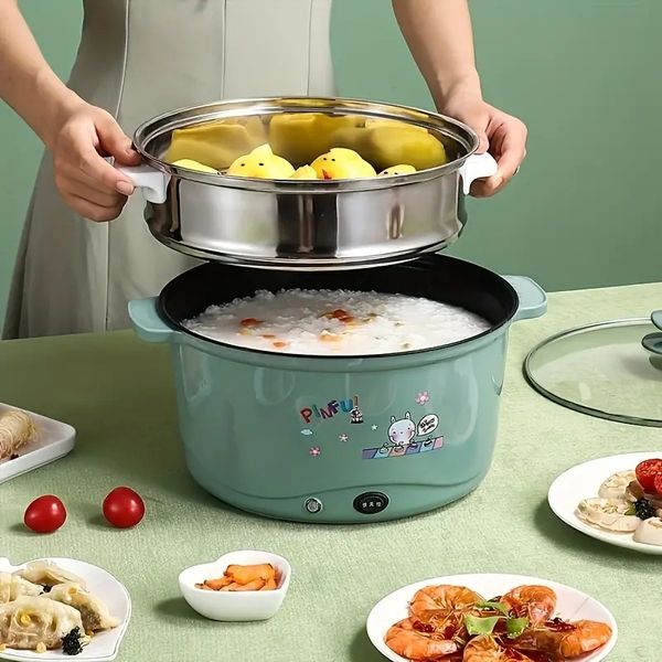 Image of 1pc Large Caliber Multi-Functional Power Small Electric Pan Frying, Frying, Boiling And Rinsing One Pot Electric Cooker Dormitory Artifact Electric Cooker