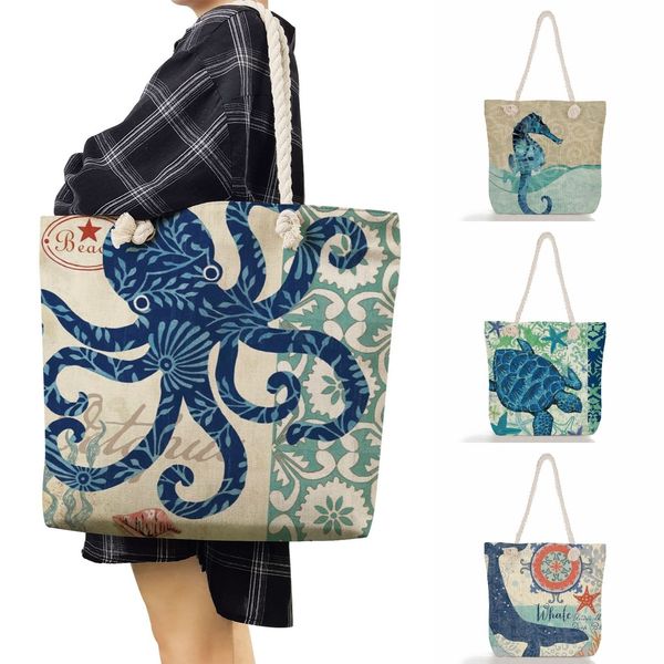 evening bags marine life bag handbags linen women ocs shoulder thick rope shopping summer high capacity travel beach tote 230721
evening bags marine life bag handbags linen women ocs shoulder thick rope shopping summer high capacity travel beach tote 230721