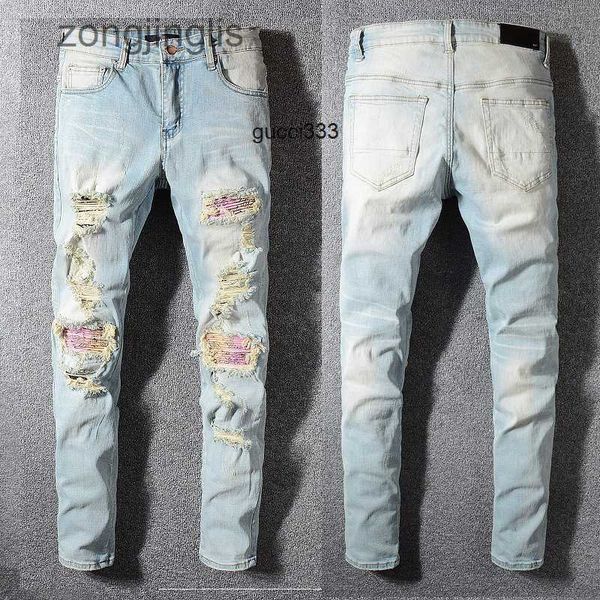 splice amirly men's jeans patch designer pants 589 slim high street fashion brand broken personality trend grind fit pants cqd0, Blue
splice amirly men's jeans patch designer pants 589 slim high street fashion brand broken personality trend grind fit pants cqd0, Blue