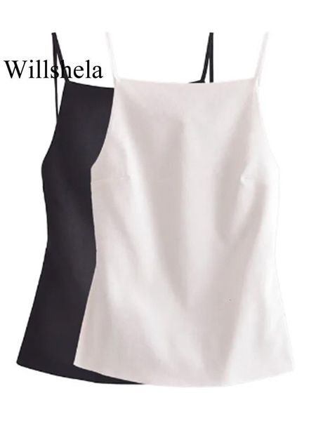 women's tanks camis willshela women fashion solid lace up backless camisole vintage thin straps square collar female chic lady 230721, White
women's tanks camis willshela women fashion solid lace up backless camisole vintage thin straps square collar female chic lady 230721, White