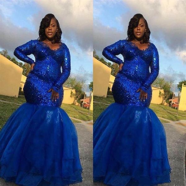2019 plus size mermaid royal blue prom dresses long sleeves sequins floor-length formal party evening gowns360s, Black
2019 plus size mermaid royal blue prom dresses long sleeves sequins floor-length formal party evening gowns360s, Black
