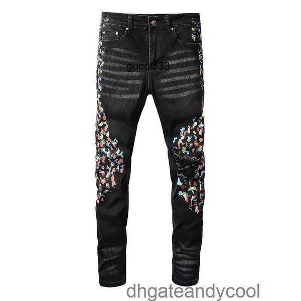 man street hole pants amirly fog chaopai high denim old black washed jeans contrast paint point designer slim elastic leg jeans man qg2o, Blue
man street hole pants amirly fog chaopai high denim old black washed jeans contrast paint point designer slim elastic leg jeans man qg2o, Blue