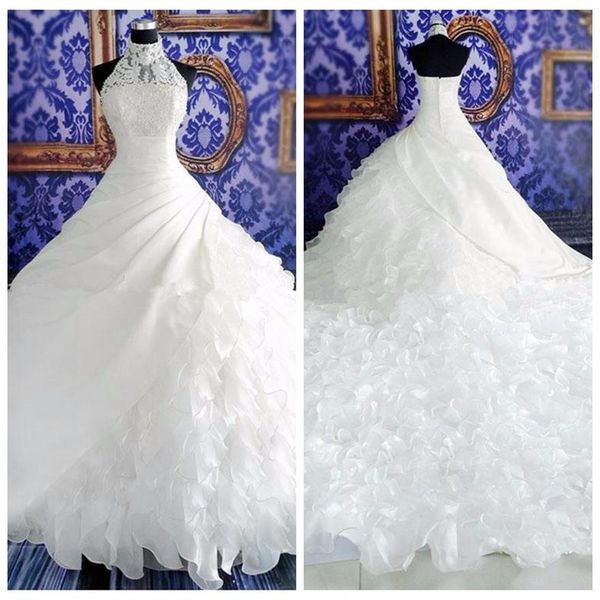 retro ball gown halter high neck wedding dresses organza ruffles bridal gowns 2019 sleeveless custom vestidos de marriage vintage281u, White
retro ball gown halter high neck wedding dresses organza ruffles bridal gowns 2019 sleeveless custom vestidos de marriage vintage281u, White