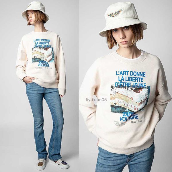 women hoodie autumn and winter 23 new french style zv cake white ink digital printing flower yarn inner fleece women's round neck sweat, Black
women hoodie autumn and winter 23 new french style zv cake white ink digital printing flower yarn inner fleece women's round neck sweat, Black