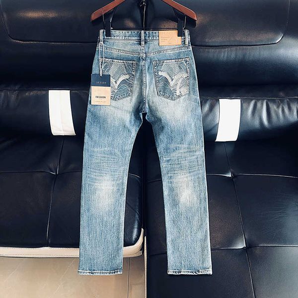 blue jeans, men's spring and autumn american classic retro washed old pockets, printed straight pants
blue jeans, men's spring and autumn american classic retro washed old pockets, printed straight pants