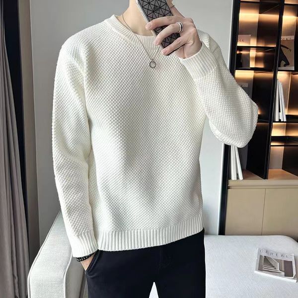 men's advanced sense of solid color sweater men spring and autumn with white undercoat 2023 new sweater knitwear, White;black
men's advanced sense of solid color sweater men spring and autumn with white undercoat 2023 new sweater knitwear, White;black