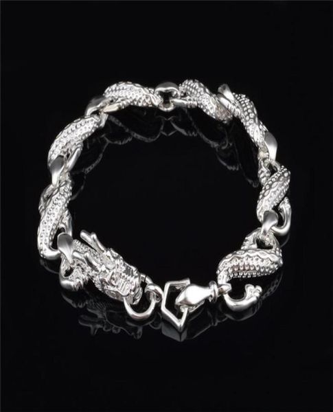 factory 925 sterling silver bracelet plated little white dragon cute design fashion jewelry for men 4823912, Black