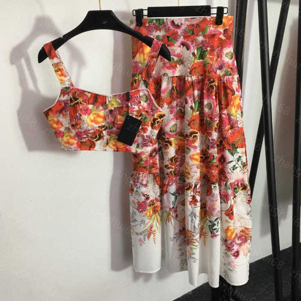 23ss skirt set womens designer clothing floral print strapless halter high-waisted hemline skirt sets womens clothing a1, White
23ss skirt set womens designer clothing floral print strapless halter high-waisted hemline skirt sets womens clothing a1, White