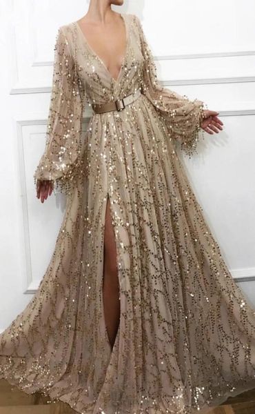 slit gold evening dresses deep v neck 2020 latest fashion sequins lace dubai saudi arabic prom gowns long sleeves formal part1795021, Black
slit gold evening dresses deep v neck 2020 latest fashion sequins lace dubai saudi arabic prom gowns long sleeves formal part1795021, Black