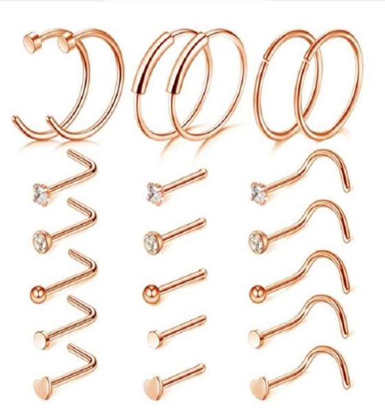 screw nose rings lshaped cshaped nostril studs 316l stainless steel body jewelry 21pcs mixed set66186451162529, Silver
screw nose rings lshaped cshaped nostril studs 316l stainless steel body jewelry 21pcs mixed set66186451162529, Silver