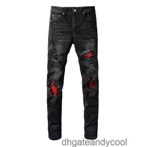 fashion men's amirly black denim red street jeans brand designer hole jeans pants personality man patch high elastic slim fit versatile, Blue
fashion men's amirly black denim red street jeans brand designer hole jeans pants personality man patch high elastic slim fit versatile, Blue