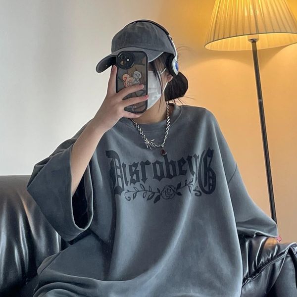 women's tshirt american retro suede short sleeved tshirt summer women heavy loose ins round neck dropped shoulder couple five quarter s, White
women's tshirt american retro suede short sleeved tshirt summer women heavy loose ins round neck dropped shoulder couple five quarter s, White