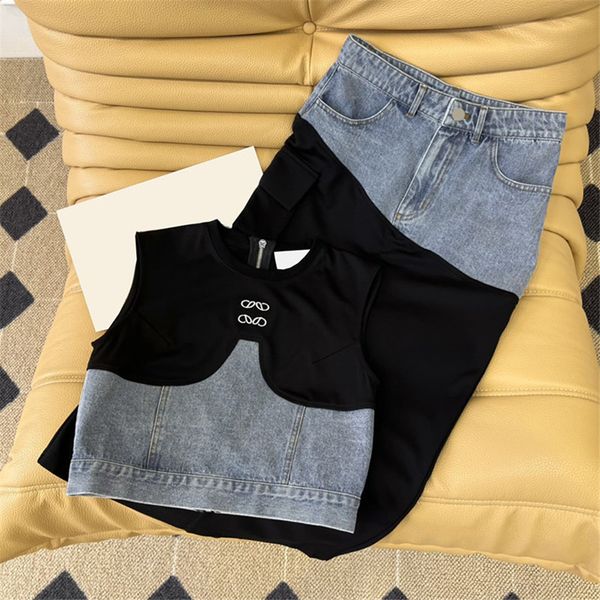 luxury patchwork vest skirt set women dress balck denim slim woman vests skirts, Black
luxury patchwork vest skirt set women dress balck denim slim woman vests skirts, Black
