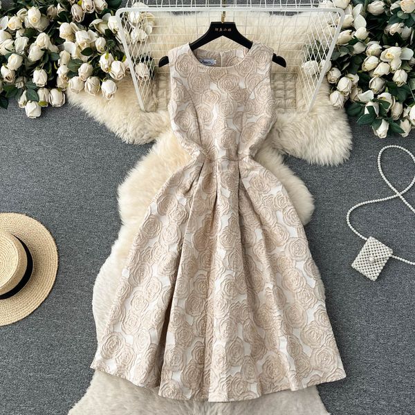 basic casual dresses french vintage court jacquard sleeveless a-line dress women's summer new fashion thin round neck party clothes ves, Black;gray
basic casual dresses french vintage court jacquard sleeveless a-line dress women's summer new fashion thin round neck party clothes ves, Black;gray