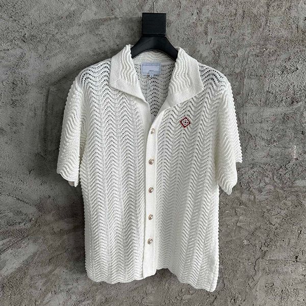 23 summer men's designer casual shirt men's and women's cotton crochet knitted short sleeve shirt, White;black
23 summer men's designer casual shirt men's and women's cotton crochet knitted short sleeve shirt, White;black