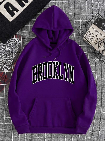 men 's fashion men letter graphic drawstring kangaroo pocket hoodie, White;black
men 's fashion men letter graphic drawstring kangaroo pocket hoodie, White;black