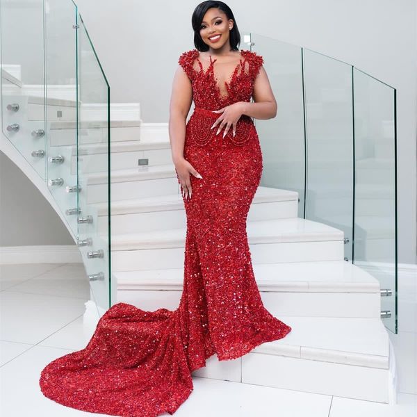 2023 aso ebi red mermaid prom dress beaded crystals evening formal party second reception birthday engagement gowns dresses robe de soiree z, Black
2023 aso ebi red mermaid prom dress beaded crystals evening formal party second reception birthday engagement gowns dresses robe de soiree z, Black