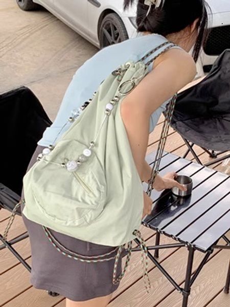 school bags fashion nylon beading chain drawstring women backpack trendy korean shoulder bag light y2k summer travel backpacks for 230721
school bags fashion nylon beading chain drawstring women backpack trendy korean shoulder bag light y2k summer travel backpacks for 230721