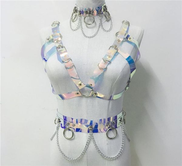 costumes gothic handmade holographic pvc 3 piece set women collar choker crop link chain waist belt rave festival ma1520030, Black
costumes gothic handmade holographic pvc 3 piece set women collar choker crop link chain waist belt rave festival ma1520030, Black