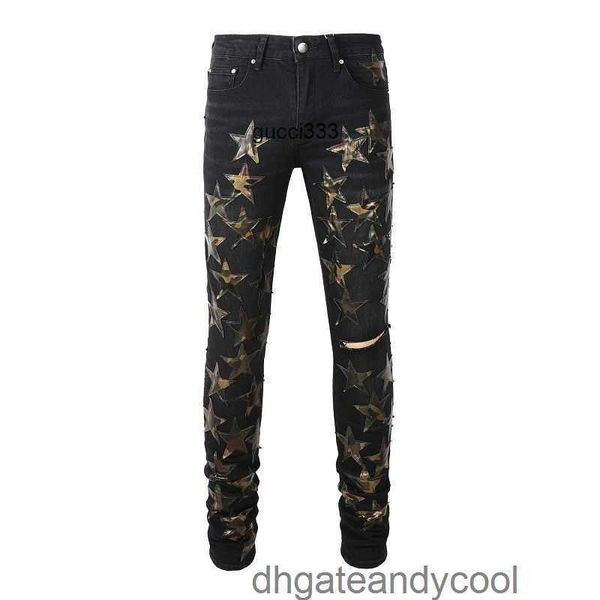 men's black amirly brand denim leather jeans fashion designer new pants patchwork man jeans high star street patch hole elastic slim pa, Blue
men's black amirly brand denim leather jeans fashion designer new pants patchwork man jeans high star street patch hole elastic slim pa, Blue
