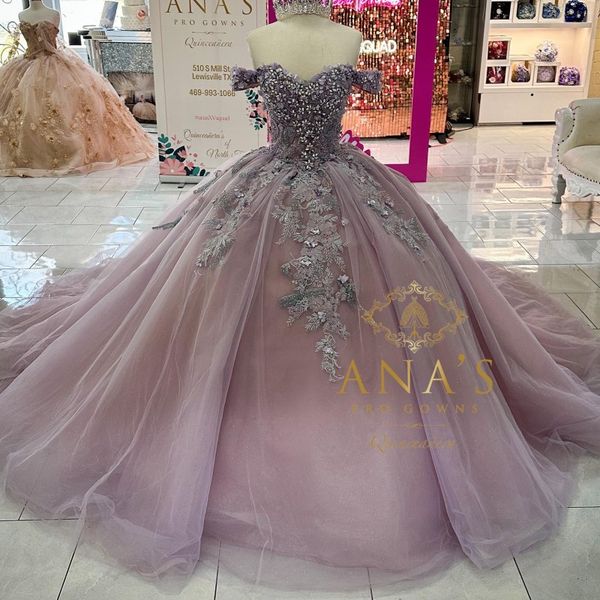 light purple beaded ball gown quinceanera dresses sweetheart sequined prom gowns appliqued 3dflower sweep train tulle sweet 15 dress, Blue;red
light purple beaded ball gown quinceanera dresses sweetheart sequined prom gowns appliqued 3dflower sweep train tulle sweet 15 dress, Blue;red