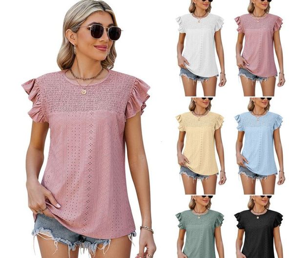 women's tshirt european and american women's sleeve pleated splicing tshirt with round neck eyelet female 230721, White
women's tshirt european and american women's sleeve pleated splicing tshirt with round neck eyelet female 230721, White